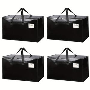 TEMU Mu Song Can'S 4개 대형 수납 가방 (옷용), 손잡이 및 지퍼형 접이식 디자인, 옷, 담요, 퀼트, 장난감 보관 및 가정용 옷장 정리에 적합, 옷장, 침실, 가정에서 공간 절약을 위한 솔루션|이불정리함