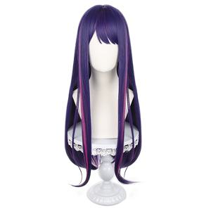 TEMU 남녀 공용 유니버설 코스프레 애니메이션 가발 | 고온 섬유, 60cm 길이, 시뮬레이션 컬, 특별한 블루-보라색 그라데이션, 버클 네트