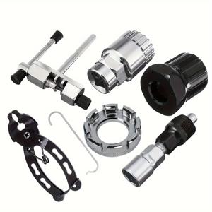 TEMU 6pcs 자전거 수리 키트, 크랭크 풀러 제거용, 하단 브래킷 리무버, 체인 및 프리휠 분해 도구, 산악 및 로드 자전거를 위한 다기능 전문 유지 보수 및 수리 세트