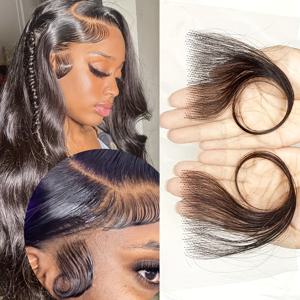 TEMU 베이비 헤어 레이스 엣지, 염색 및 탈색 가능, 진짜 인간 머리카락, 수제 베이비 헤어 레이스 엣지 2개/패키지