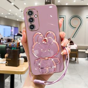 TEMU 휴대폰 케이스 - 삼성 갤럭시 S24, S23, S22, S21, S20, 4G 5G Plus+/Fe/Ultra용 귀여운 만화 메이크업 거울 스탠드 케이스, 충격 방지 및 낙하 방지, 전기 도금 소프트 쉘 (끈 포함), 2024년 신형 모델|폰케이스|S21케이스|S22케이스