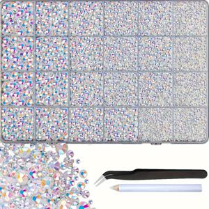 TEMU 2D 플랫 - 공예, 의류, 텀블러, 신발, 네일 아트용 15000개 투명 플랫백 라인스톤, 플라스틱 비즈 모음, 패션 프로젝트에 적합