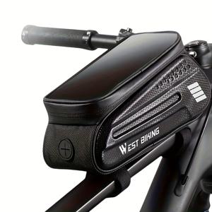 TEMU 대용량 자전거 탑 튜브 백, 모바일 터치 스크린 안장 가방, MTB 로드 사이클링 하드 쉘 프론트 랙 팩