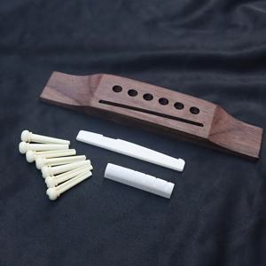 TEMU 6현 어쿠스틱 기타 로즈우드 브리지 새들 넛 세트, 브리지, 식스 브리지 핀, 테일피스, 새들, 넛 교체 부품 포함