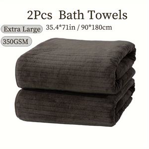 TEMU 2개 대형 목욕 타월 세트 (35.4*71인치/90*180cm), 350GSM 마이크로화이버 소재로 부드럽고 편안하며 흡수력이 좋으며 샤워, 피트니스, 호텔, 사우나에 적합 (다양한 색상 선택 가능)