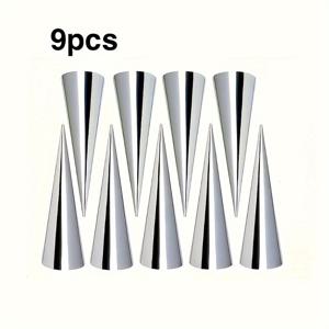 TEMU 9개 스테인리스 스틸 나선형 크로이산 몰드 | 크림 호른, 베이킹 페이스트리, 디저트용 원뿔형 튜브 롤링 도구 | 크리스마스, 할로윈, 추수감사절, 생일, 발렌타인데이, 성 패트릭 데이에 적합