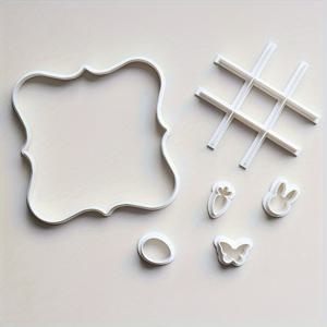 TEMU 6개의 ZIZI 부활절 쿠키 커터 세트, 플라스틱 틱택토 체스판 디자인, 부활절 달걀, 나비, 당근, 토끼 모양, 베이킹, 퐁당, 점토 공예, 휴일 베이킹 도구