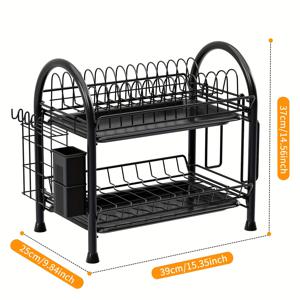TEMU 1개 식기 건조대, 싱크대 위 건조대, 대용량 식기 보관대 및 물받이 포함, 금속 주방 정리대, 주방 액세서리|식기건조대