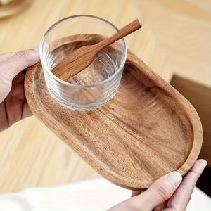 TEMU 1개 일본식 타원형 목재 트레이 - 과일, 치즈, 케이크, 빵, 차, 커피 및 아침 식사용 내구성 있는 솔리드 우드 서빙 플래터 - 자연 목재 마감의 다기능 디저트 및 플레이트, 서빙 | 유기농 모양 트레이 | 솔리드 우드 구조, 서빙 트레이