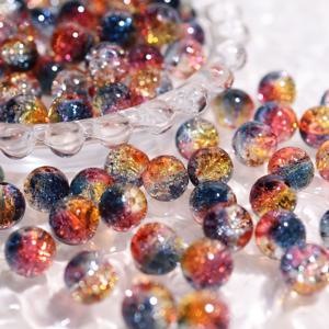 TEMU 50개 10mm 노랑 빨강 검정 3색 그라데이션 눈꽃 깨진 비즈 - 고품질 유리 스페이서 비즈, DIY 주얼리 만들기용, 팔찌 목걸이 귀걸이 공예 재료, 섬세한 디자인의 반짝이는 액세서리 제작 소품