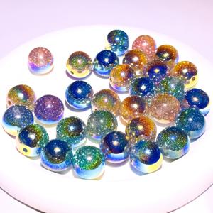 TEMU 50/20/10pcs 갤럭시 별빛 반짝이는 비즈, DIY 공예, 키체인, 폰 체인, 보석 만들기 액세서리용 레진 우주 비즈 세트