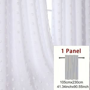 TEMU 스타일의 및 햇빛 가리개 이중 레이어 커튼 1개, 물방울 자수와 이중 레이어 폼폼 디자인, 거실, 서재 및 침실에 적합