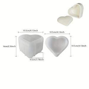 TEMU 2개 세트 러브 박스 레진 접착 몰드 베이스 + 뚜껑 보석 보관함 장식용 하트 모양 보석 보관함 만들기 실리콘 몰드