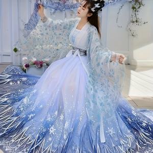 TEMU 중국 전통 한푸 여성 고대 한나라 드레스 동양 공주 드레스 여성 우아함 당나라 무용복. 한푸 여성. 중국 고대 의상 드레스. 우아한 의상 전통 결혼식 손님 드레스, 중국 패션 자수 상의|댄스복