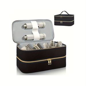 TEMU 헤어드레싱 도구 보관 가방 (컬링 아이롱 및 헤어 드라이어 포함), 여행용 이중 레이어 스타일리시 정리함으로 디자인