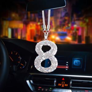 TEMU 1개 스테인리스 스틸 블링 행운의 숫자 펜던트, 조절 가능한 체인 차량 장식, 남녀 공용 개별 숫자 참, 차량용 펜던트