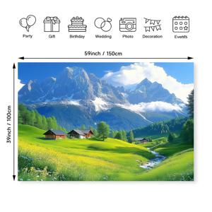 TEMU 1개, 스위스 알프스 우아한 그린 목초지 폴리에스터 태피스트리, 전기 없이 홈 & 파티 장식용 축제 벽 장식