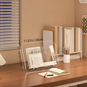 TEMU 아크릴 독서대, 높이 조절 가능, 문서 리더기, 사무실 및 학교용 데스크탑 독서 지지대, 노트북 및 태블릿용 투명한 보이지 않는 스탠드, 책을 내려다보는 것을 방지하는 데스크탑 책 홀더, 책 고정 스탠드, 투명한 필기 보드