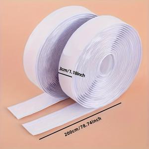 TEMU 흰색 자체 접착 테이프 롤 - 양면, 다용도 고정 테이프, 강력한 그립력 & 쉽게 찢김 - 78.74인치 길이