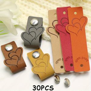 TEMU 사랑의 하트 핸드메이드 코바늘 DIY 태그 인조 가죽 핸드메이드 발렌타인데이 특별 선물 장식 액세서리 30쌍 - 스카프/스웨터/인형/뜨개질 가방용 - DIY 핸드메이드 재료/샵 DIY 태그 (단색 20개)