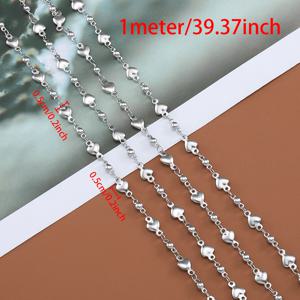 TEMU 1미터 패션 스위트 쿨 스타일 더블 홀 러브 커넥션 스테인리스 체인 DIY 목걸이 팔찌 주얼리 홈메이드 액세서리 제작용