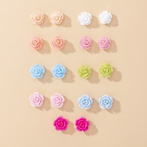 TEMU 18개 세트의 패셔너블하고 간편한 장미 여성 귀걸이 세트, 데일리, 휴가용, 멀티피스 귀걸이 세트, 발렌타인데이 선물, 대형 주얼리 귀걸이 세트