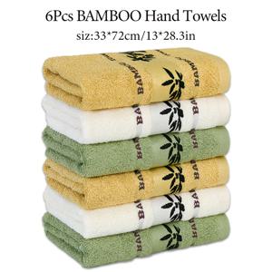 TEMU 6개 대나무 핸드 타월 세트, 크기 33*72Cm/13*28.3In, 밀도 420GSM. 다양한 색상으로 제공되며, 뛰어난 흡수력, 부드러움, 편안함을 제공하여 욕실, 샤워실에서 사용하기에 이상적입니다.