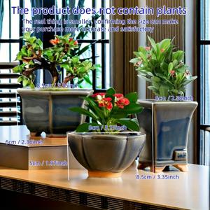 TEMU 3개 세트 아이스 크랙 디자인 세라믹 화분, 독특한 얼음 균열 디자인, 소형 다육식물용 홈 추천, 통기성 및 내구성 강화, 봄·여름 식물 용기, 자연풍 발코니 그린 플랜트|화분