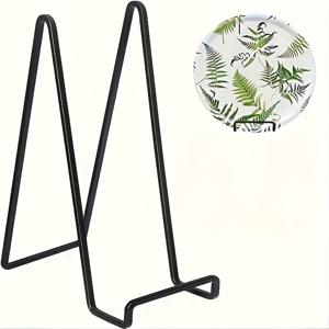 TEMU 8인치 블랙 사각 아이언 아트 디스플레이 스탠드, 사진용 메탈 프레임, 도자기 접시 전시용 스탠드, 현재 재고입니다.