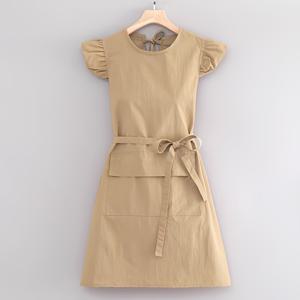 TEMU 원피스 패션 플러스 사이즈 빅 사이즈 대형 포켓 부드럽고 피부 친화적인 연꽃 장식 레이스 입체적인 시각 효과, 사무실, 그림 그리기, 직장, 요리 등에 적합