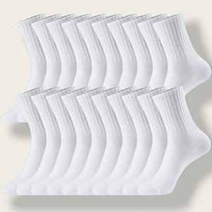 TEMU 남성용 양말 10/20켤레, 여성용 양말, 클래식 블랙 양말, 화이트 양말, 단색 양말, 봄과 여름 계절에 적합한 비즈니스 양말, 스포츠 양말, 크루 양말