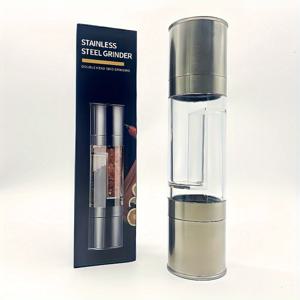 TEMU 4.5온스 대용량 페퍼 그라인더, 1.97인치 넓은 입구, 조절 가능한 거친 가공, 레스토랑 주방용 멀티헤드 그라인더, 소금&후추 쉐이커, 전원 및 배터리 없음, 식품 공급 장비, 블랙 페퍼, 크루트 후추알, 야외 바베큐