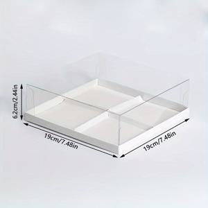 TEMU 투명 케이크 박스, 4개 또는 6개 도넛, 과자, 디저트, 패키징 박스, 쿠키, 마카론, 베이킹 패키징 박스, 리본 없음