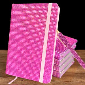TEMU 반짝이는 장식 A6 PU 비즈니스 노트북, 반짝이는 가 장식된 프레스형 볼펜, 글쓰기 다이어리 노트패드, 북마크가 있는 반짝이는 PU 가죽 커버