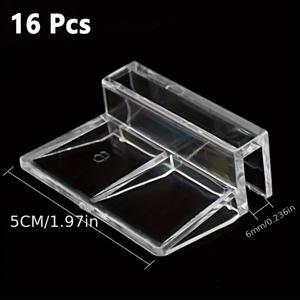 TEMU 16개 수족관 뚜껑 지지 브래킷 세트 - 내구성 있는 플라스틱 조절 가능 6/8/10mm 어항 클립, 담수 및 해수용 유리/아크릴 커버 홀더로 방오 및 공간 절약 디자인, 쉬운 설치, 투명한 디자인 | 견고한 구조, 수족관 액세서리