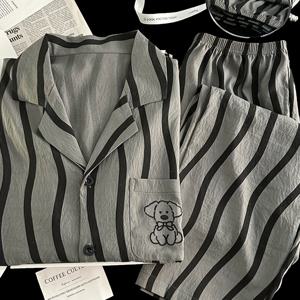 TEMU 남성용 이지 구름 파자마, 긴소매와 라펠이 있는 캐주얼 가디건, 봄, 여름, 가을에 적합, 다양한 사이즈로 제공|파자마|여름잠옷