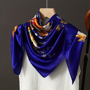 TEMU 1 35.43 * 35.43인치 정사각형 스카프 | 패셔너블한 야외 헤드스카프, 클래식 스타일 샌드 스카프, 봄/가을용 얇은 얼굴 헤드스카프, 고급스러운 새로운 프린트 거즈, 에어컨 방 헤어 액세서리