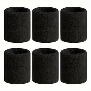 TEMU 6개입 고탄력 땀 흡수 손목밴드 - 스포츠 & 헬스용 - 6가지 생생한 컬러 (다양한 색상 옵션) - 웨이트리프팅용 탄력 운동 밴드, 운동 성능 액세서리