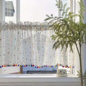 TEMU 1패널 심플 컬러 태슬 커피 커튼, 로드 포켓, 주방 및 거실 창문용 작은 창문에 적합한 문 장식 커버