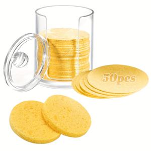 TEMU 50개입 재사용 압축 페이셜 스펀지, 천연 메이크업 리무버 & 각질 제거 스펀지, 깊은 클렌징과 부드러운 각질 제거, 여행 필수품