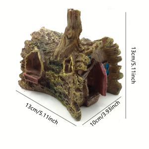 TEMU 자연스러운 레진 트리 하우스 수족관 장식품 대형 은신처 동굴 포함 - 물고기, 새우 및 거북이용 완벽한 피난처, 텍스처 있는 나무 디자인의 수족관 은신처