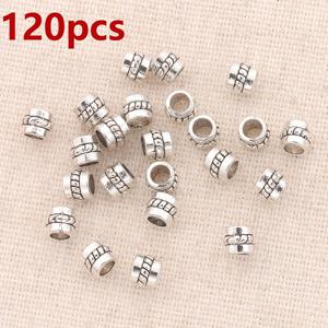 TEMU 120개 구슬 & 구슬 모음 엣지 튜브 구슬 대형 구멍 스페이서 구슬 4mm 실린더 모양 루스 스페이서 구슬 입체 패턴 엣지 천공 루스 구슬 매끄러운 직선 구멍 스트링 구슬 간단한 문화 유물 스루 홀 루스 구슬 직조 보석 DIY 팔찌, 손 끈, 목걸이, 보석 만들기 키트, 의류 액세서리, 공예, 장식 액세서리 만들기에 적합