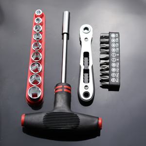 TEMU 타입 T 롱 핸들 스크류드라이버 울트라-씬 36톱니 래칫 렌치 수동 공구 세트, 소켓 및 비트 키트 포함, 21피스