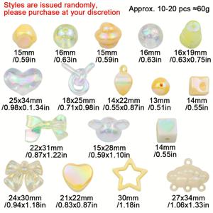 TEMU 60g 노란색 혼합 비즈 루스 비드 스페이서 펜 비즈, 여성 남성용 팔찌, 목걸이, 귀걸이, 휴대폰 체인, 핸드메이드 브레이딩 헤어 액세서리 장식품