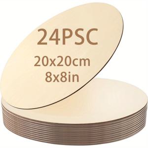 TEMU 24개, 20x20cm/8x8인치 원형 나무 조각, DIY 나무 보드, 수공예 및 장식, 문 표지판, 홈 데코, 친구와 가족을 위한 선물, 레이저 커팅, 나무 태우기, 건축 모델, 스테인