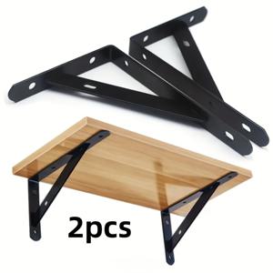 TEMU 2개 세트 블랙 선반 브래킷 + 매칭 나사, 금속, 선반 지지대 코너 브래킷, L자형 브래킷, 삼각형 브래킷, 벽걸이 라미네이트 선반, 고정형 파티션 지지대, 홈, 파티오, 오피스용