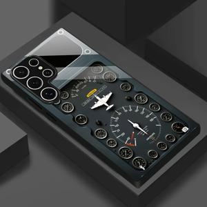 TEMU 휴대폰 케이스 - 항공기 제어 패널 패턴 블랙 강화 유리 폰 케이스 (삼성 갤럭시 S24/S24Fe/S24Plus/S24Ultra/S23/S23Fe/S23+/S23Ultra/S22/S22+/S22Ultra/S21/S21+/S21Ultra/S20/S20+/S20Fe/S20Ultra/A72/A55/A54/A53/A52/A52S/A34/A15/A14)
