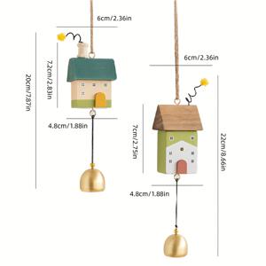 TEMU 1/2개 귀여운 작은 집 풍경, 창의적인 매달기 장식, 문손잡이 벨 행거 - 집, 발코니, 침실 창문, 야외 정원, 카페 장식, 봄 장식에 적합, 생일 선물, 휴일 선물, 새해 선물로 사용 가능