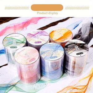 TEMU 6 롤 골든 스와일 방수 PET 테이프 - DIY 장식 공예, 일기, 노트북, 물병, 휴대폰 케이스, 휴일 카드, 선물 포장 | 가족 및 친구에게 이상적, 선물 포장 테이프 | 골든 스와일 디자인 | 내구성 있는 선물 포장, 선물 포장 용품