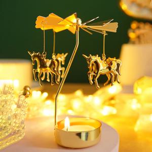 TEMU 1pc 우아한 골든 윈드밀 촛대 홀더 - 말, 우산 및 나비 디자인의 금속 회전 카르우스, 크리스마스, 할로윈, 데이 및 어머니의 날 선물용 빈티지 테이블 토피아 장식, 촛대 홀더 장식